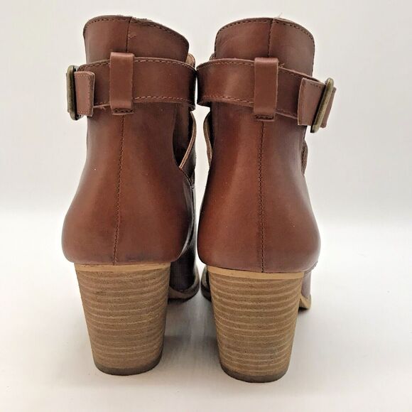 Reba KC Brown Leather Shooties Boots Women's 7.5M Ankle Booties Western Shoes - Picture 4 of 12